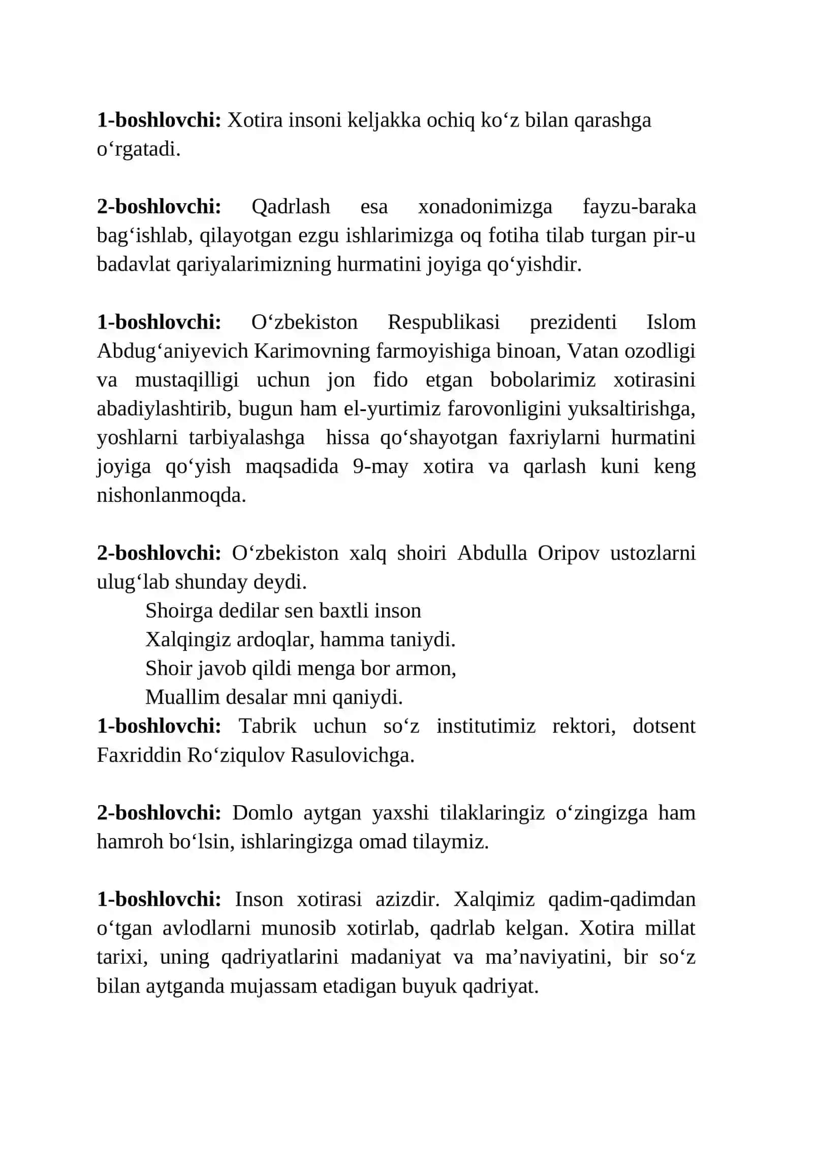"Xotira aziz-qadr muqaddas" 2