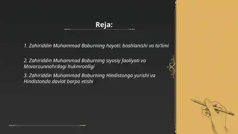 Zahiriddin Muhammad Bobur hayoti va ijodi 2