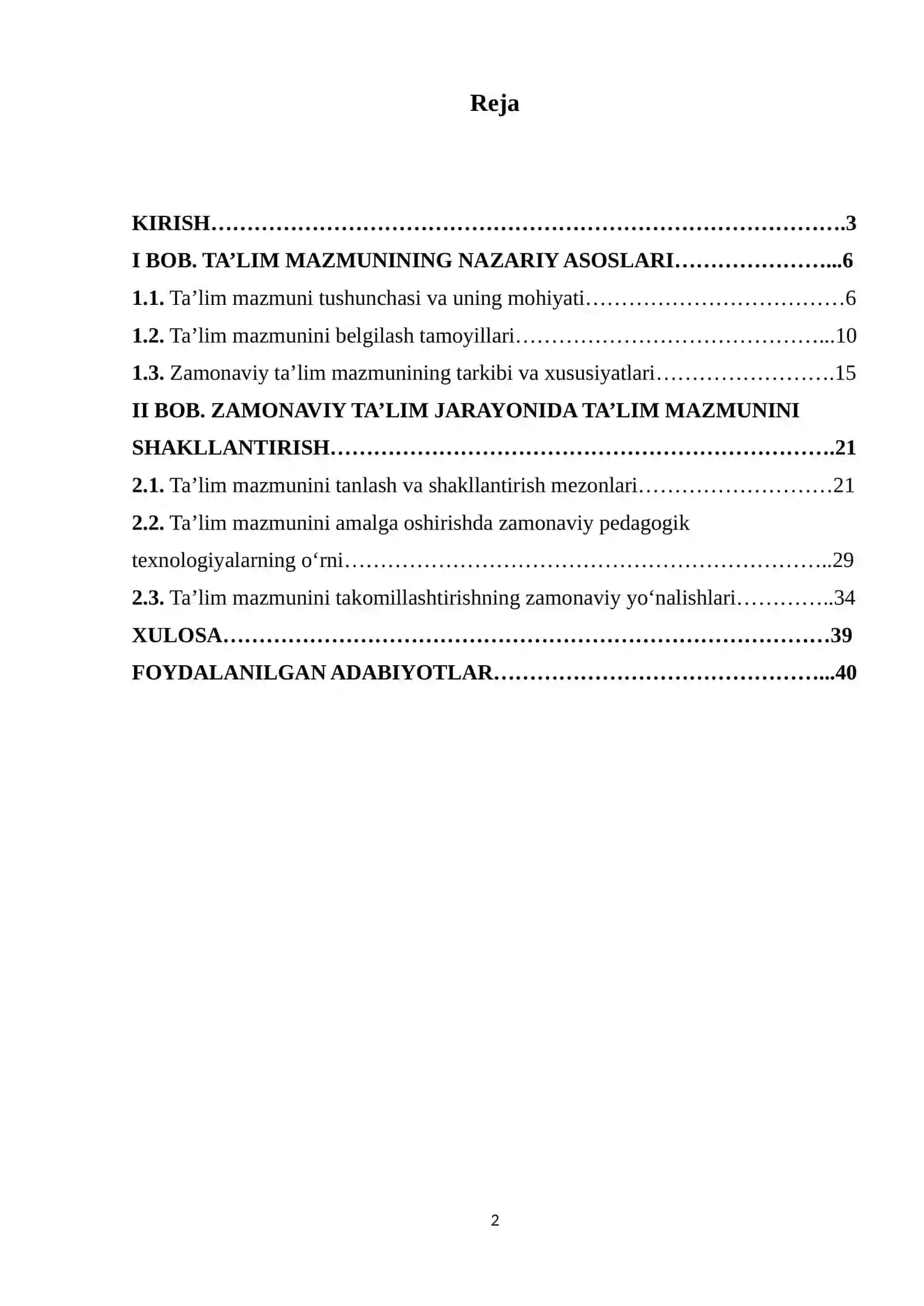 Ta'limning mazmuni 2