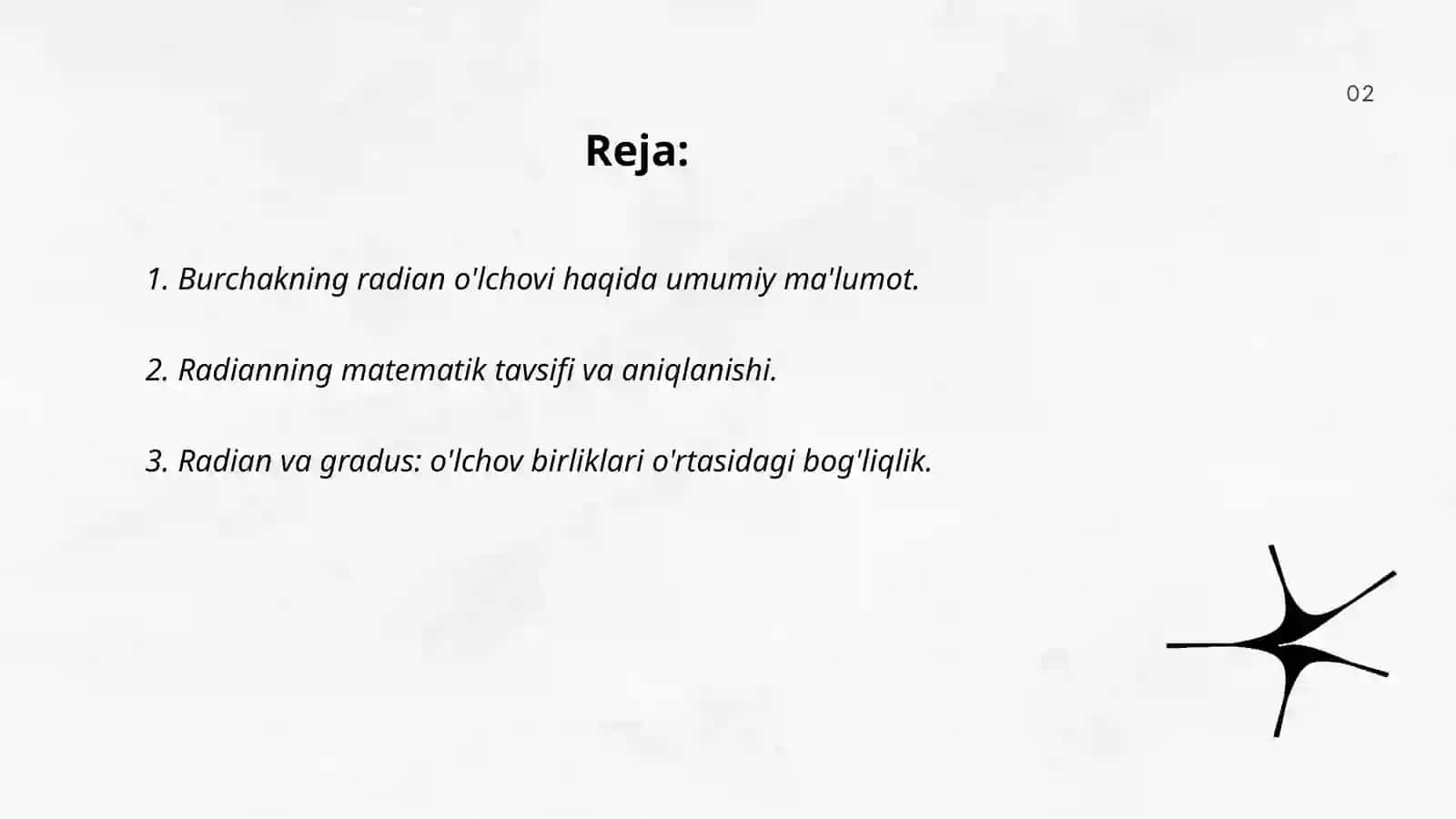 Burchakning radian o'lchovi 2
