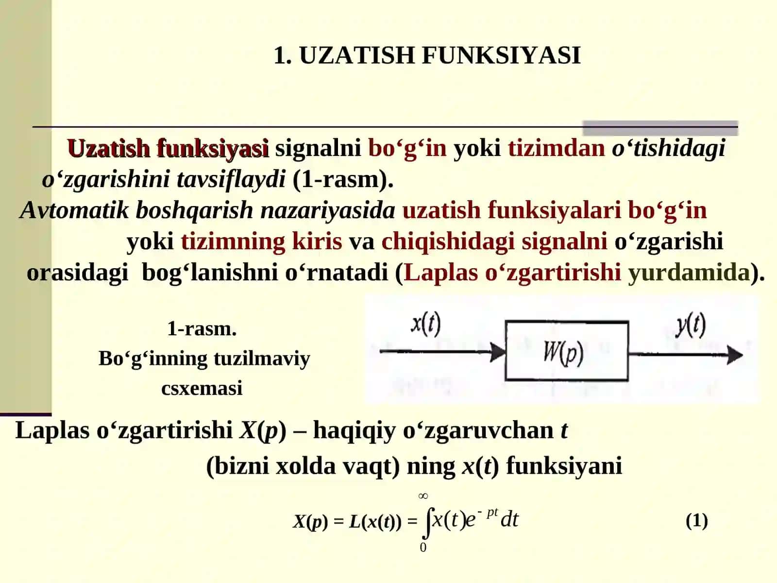 TIZIMLAR VA BO‘G‘INLARNINGASOSIY TAVSIFLAR 2