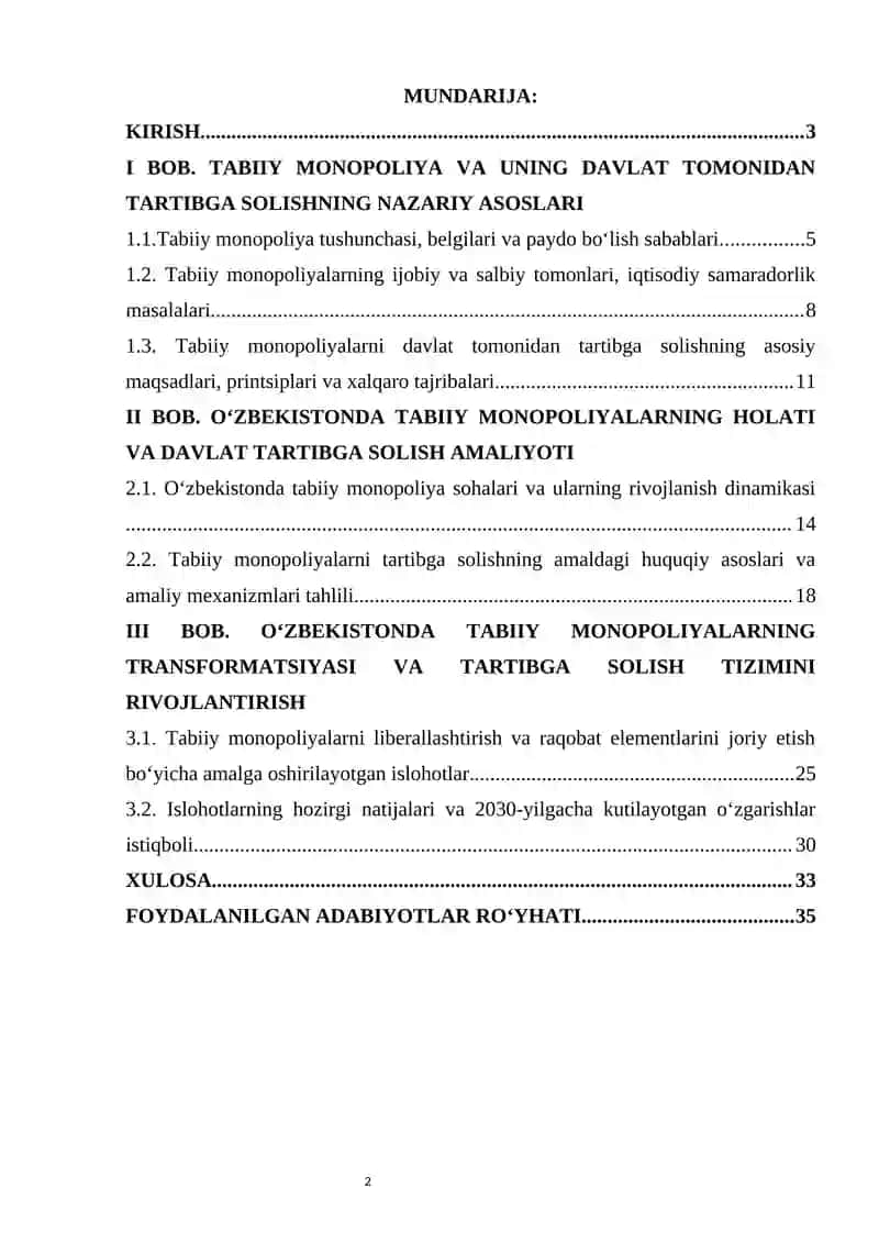 TABIIY MONOPOLIYANI DAVLAT TOMONIDAN TARTIBGA SOLISH 2