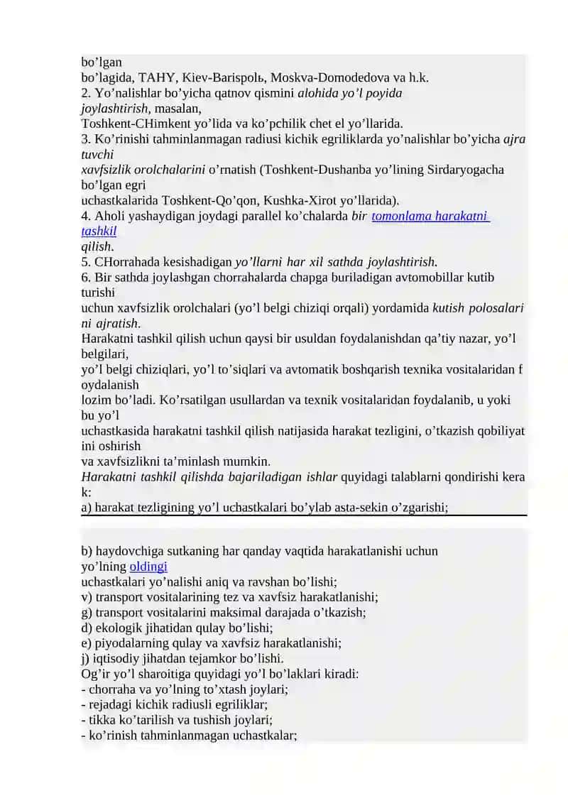 Yo’lharakatini Tashkiletish va Baholash 2