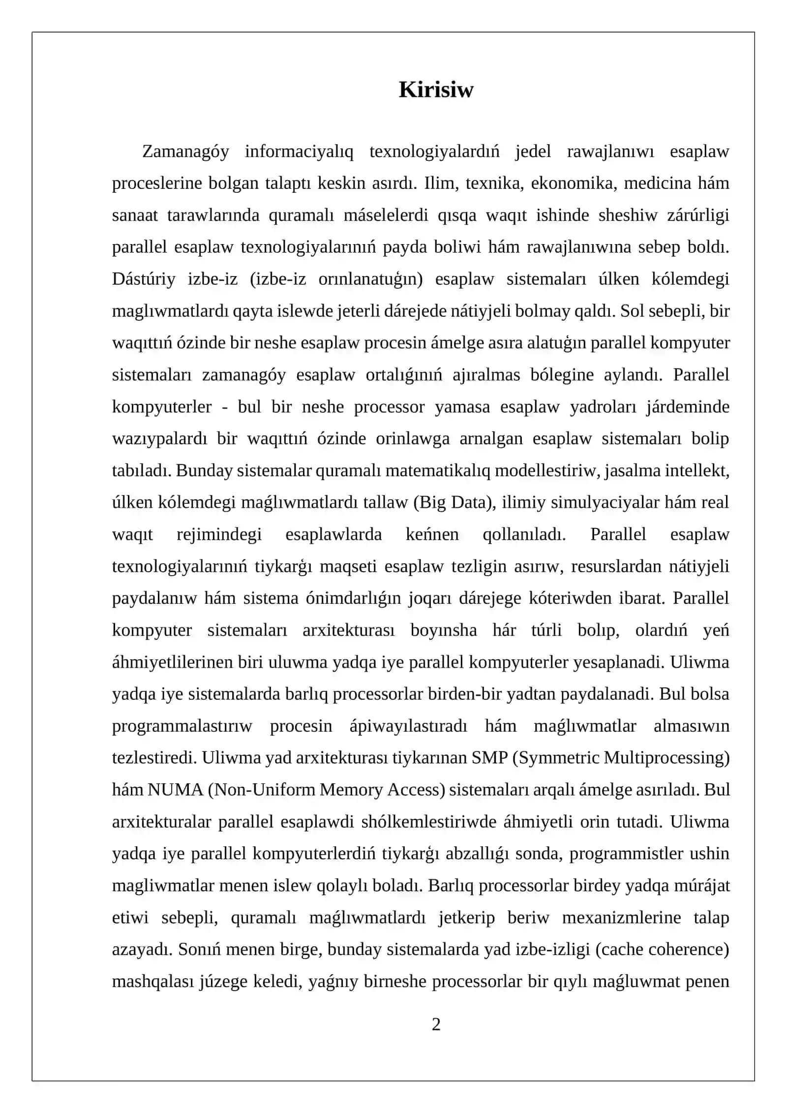Parallel kompyuterler 2