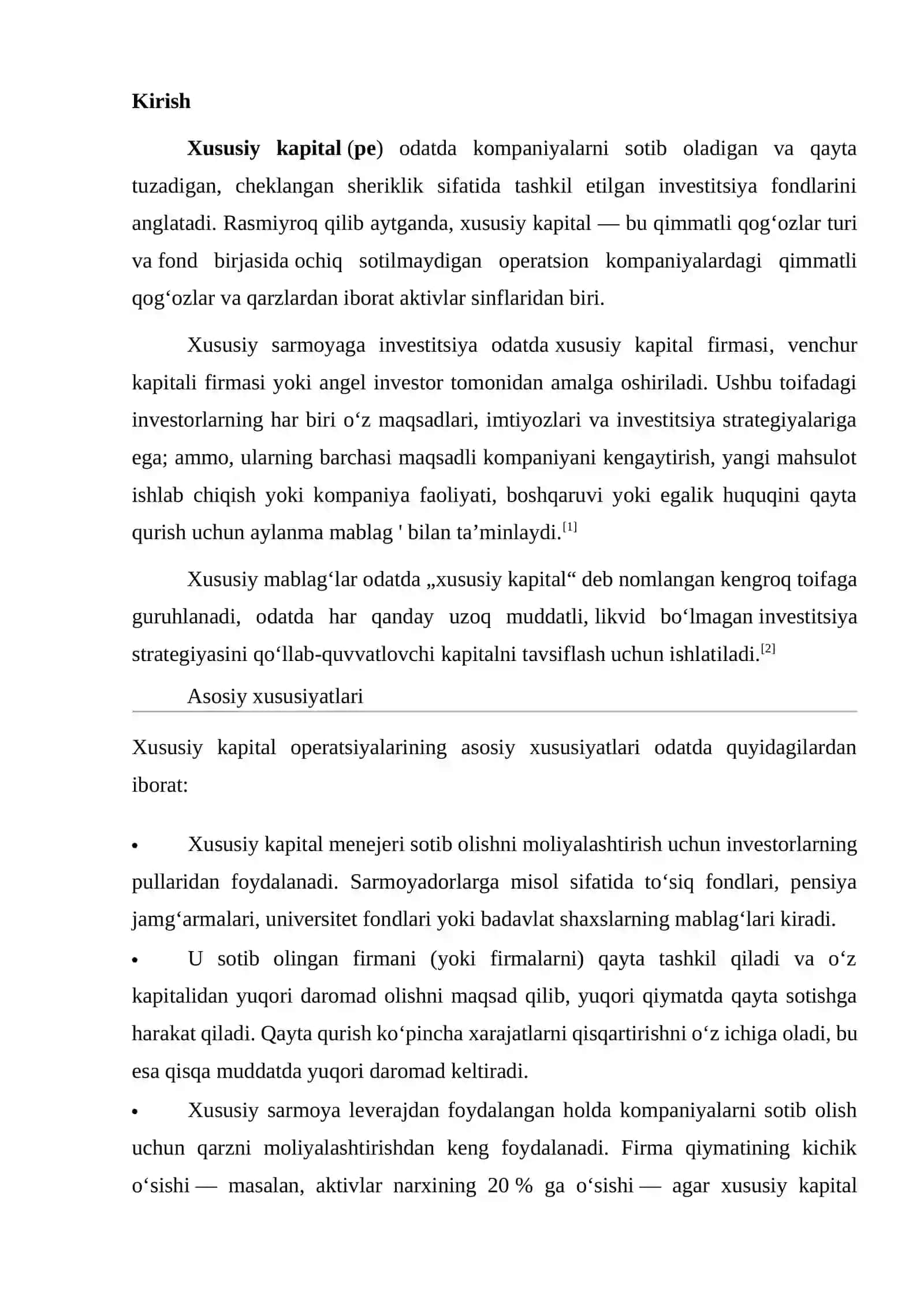Xususiy kapital tahlili 2