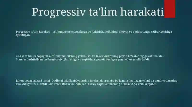 20 Asrdan Jahon Pedagogika Fanining Rivojlanish Tarixi 2