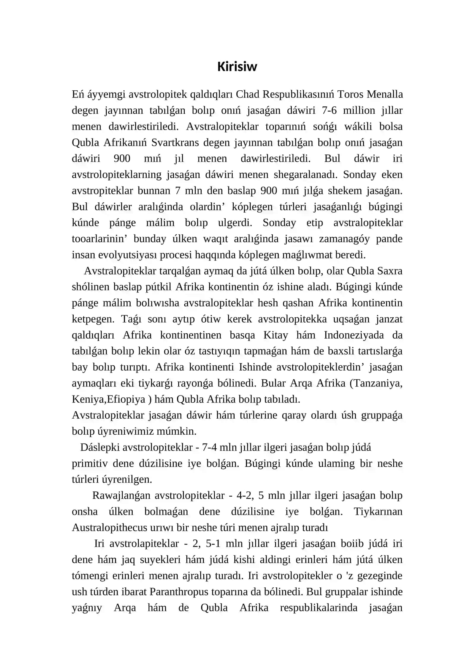 Avstralopiteklar ha'm olarning Evolyutiyasi 2