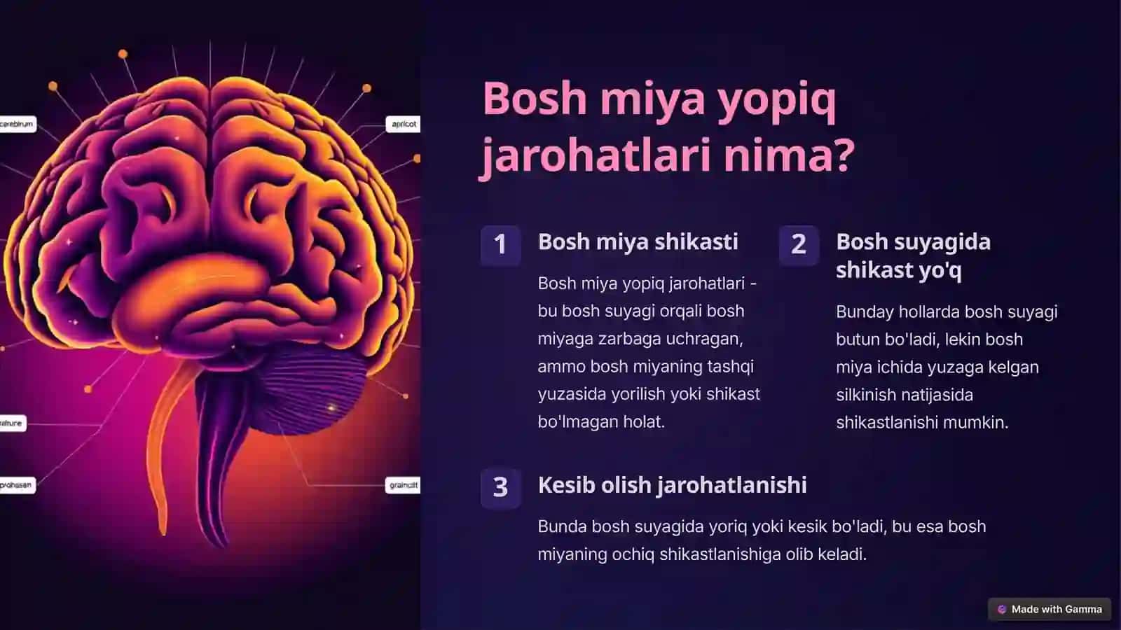 Bosh miya yopiq jarohatlari 2
