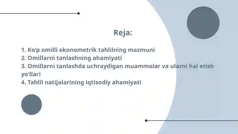 Ko'p omilli ekonometrik tahlil 2