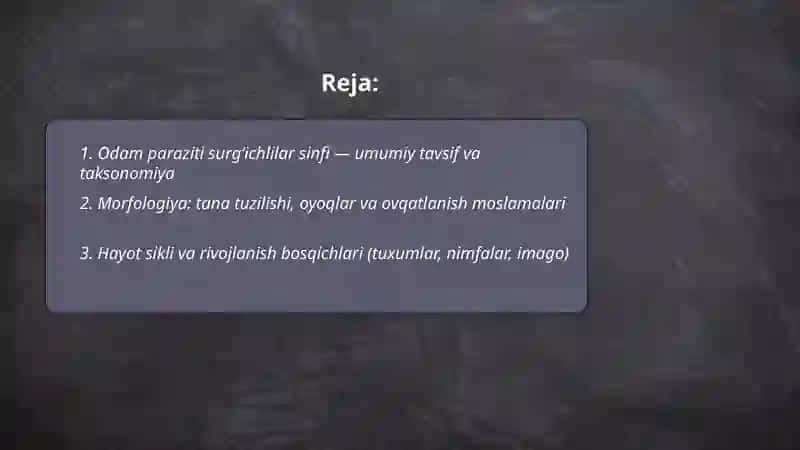 Odamlar paraziti sorug'chilar sinfi 2