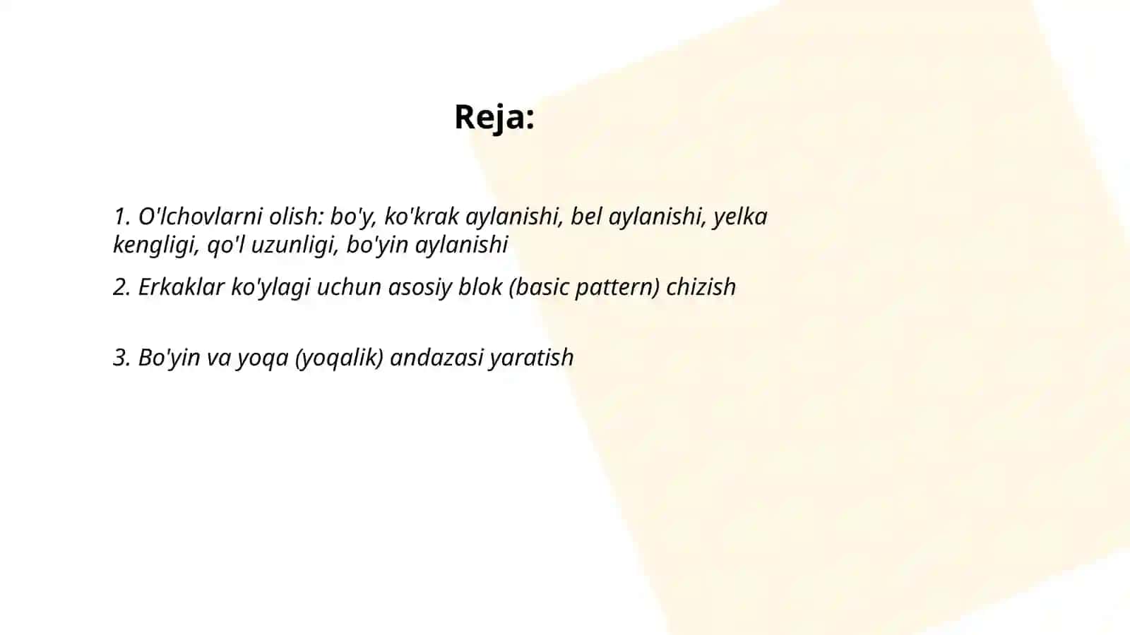 Erkaklar koylagini andazasini yaratish 2