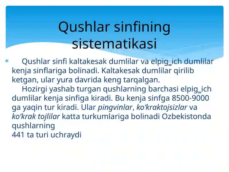Qushlarning tabiiy bio-etseNozlar dagi o`rni 2