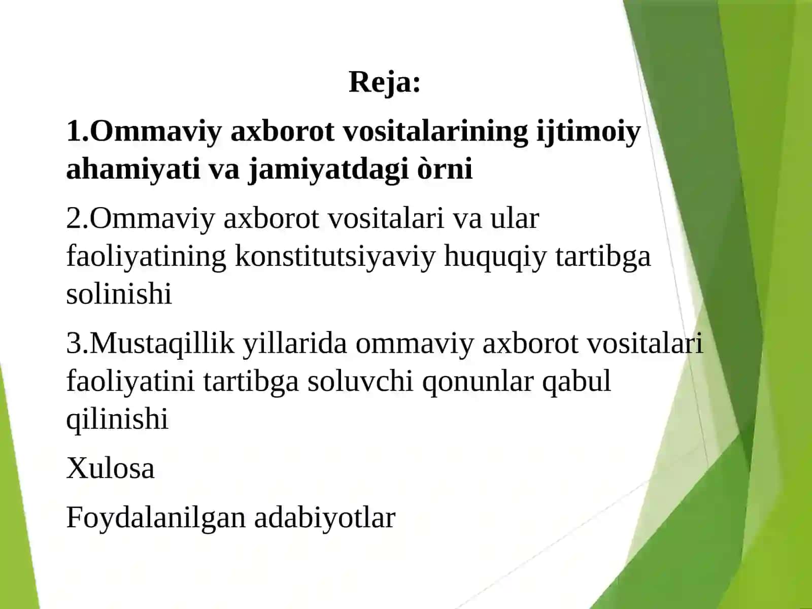 Òzbekiston Respublikasida ommaviy axborot vositalarining faoliyati 2