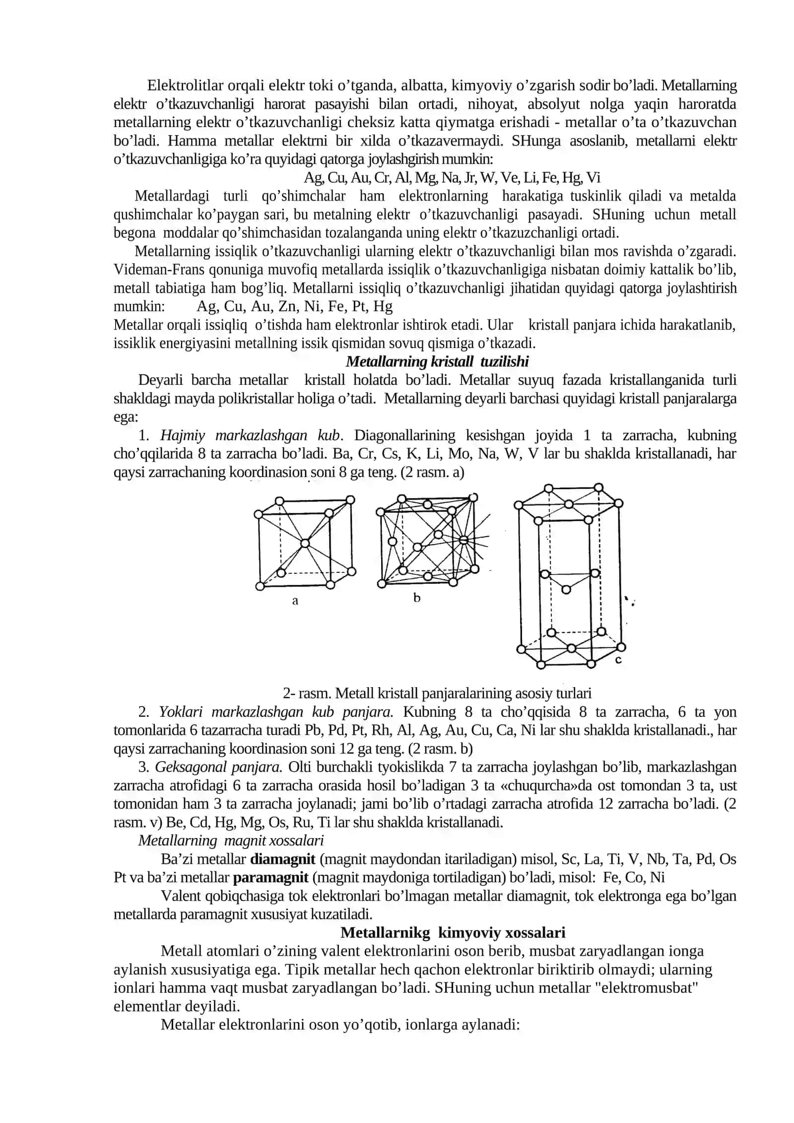 Metallar va ularning umumiy xarakteristikasi 2
