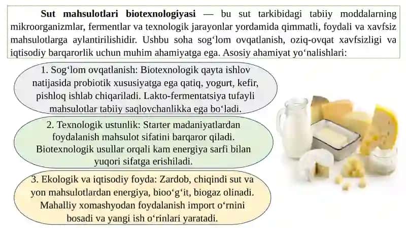Sut mahsulotlari biotexnologiyasi 2