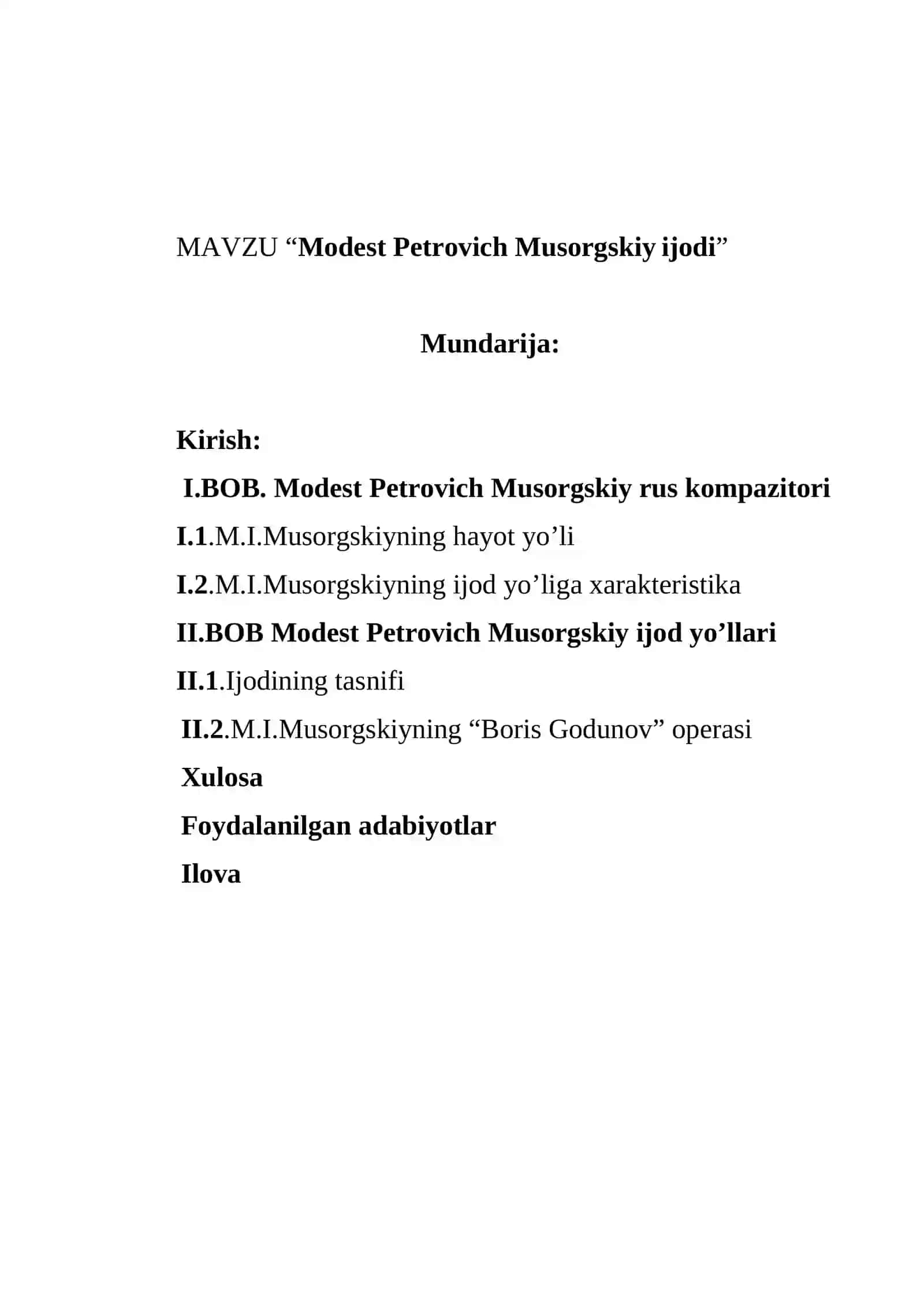 "M.I. MUSORGSKIYNING IJODI" 2