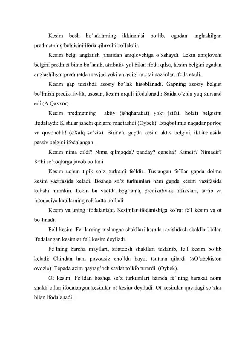 BOSH BO'LAKLAR EGA VA KESIM ULARNING IFODALANISHI 2