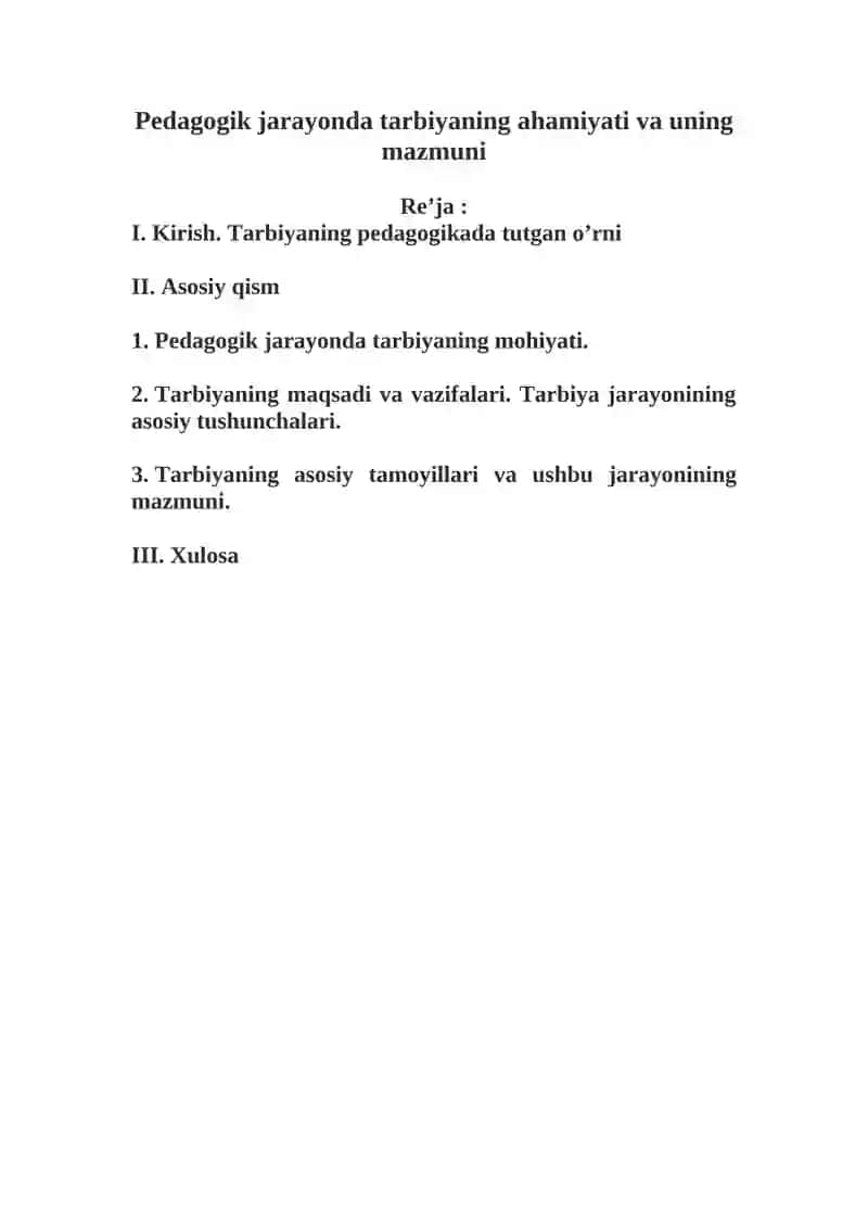 Pedagogik jarayonda tarbiyaning ahamiyati va uning mazmuni 2