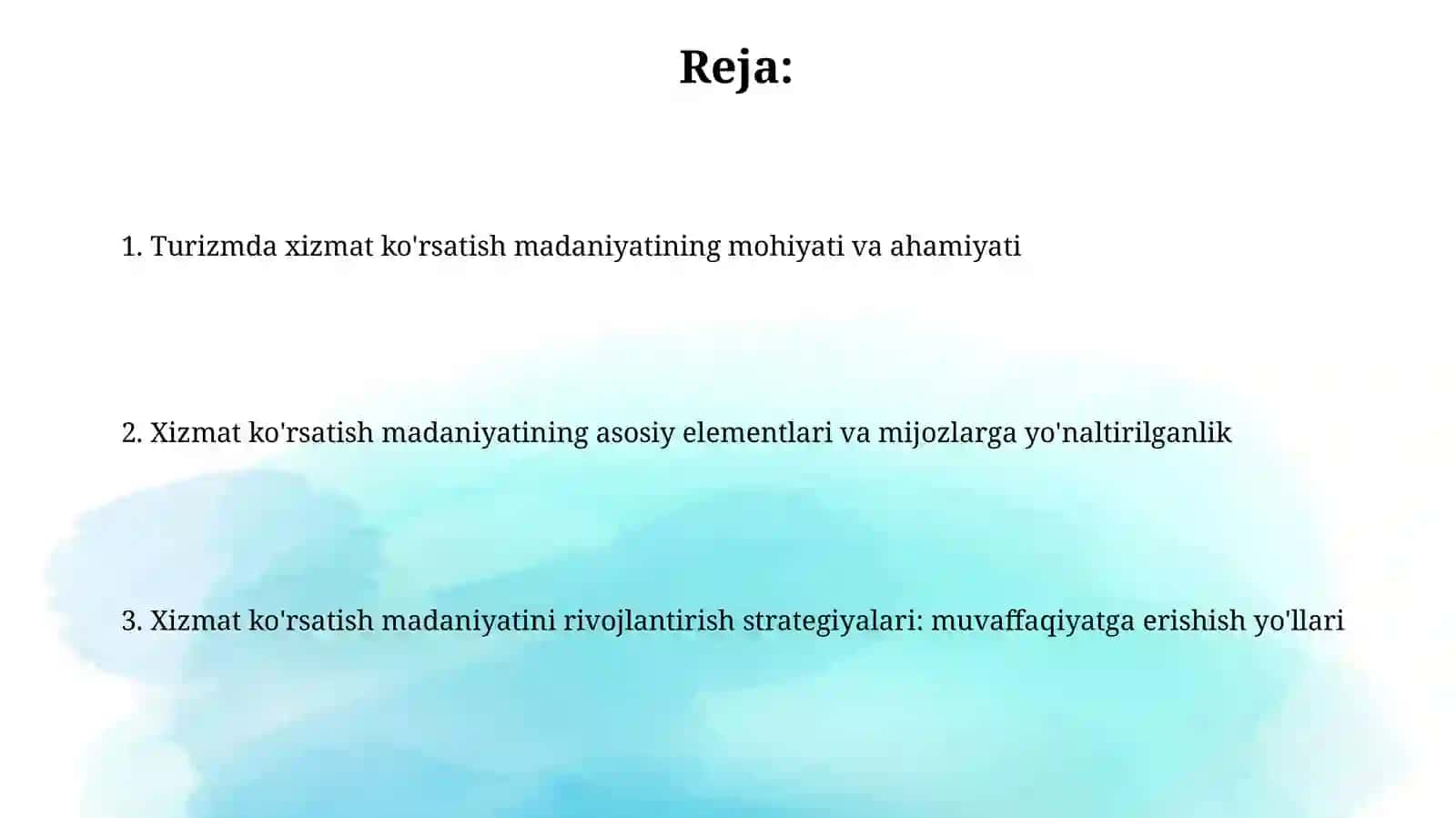 Turizmda xizmatkõrsatishmadaniyati 2