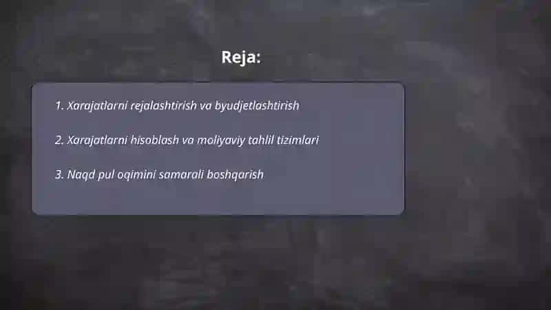 Xarajatlarni samarali boshqarish yoʻllari 2
