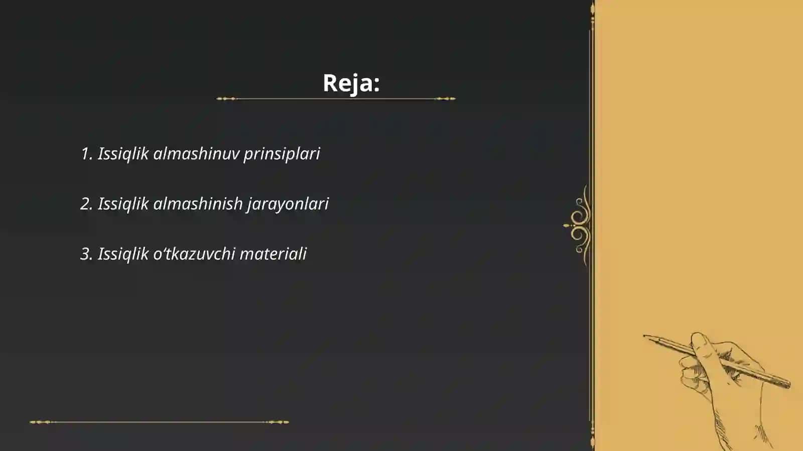 Issiqlik almashinuv prinsiplari 2