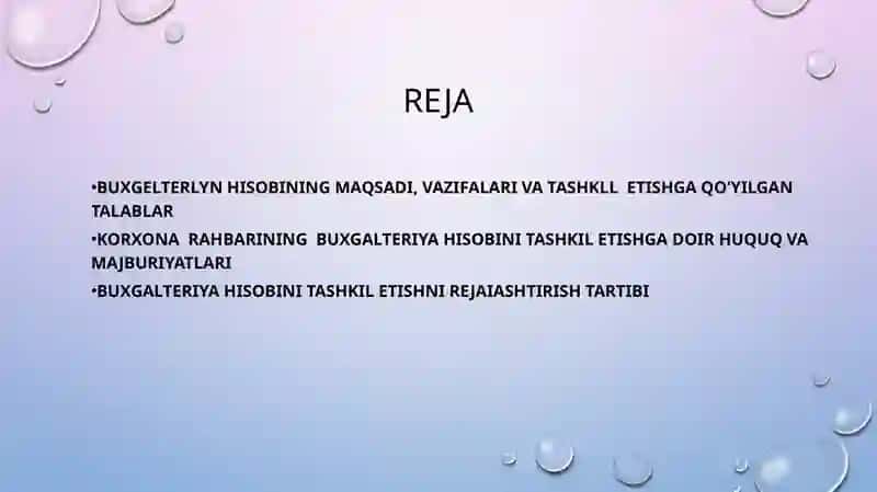 BUXGALTERIYA HISOBINI TASHKIL ETISH 2