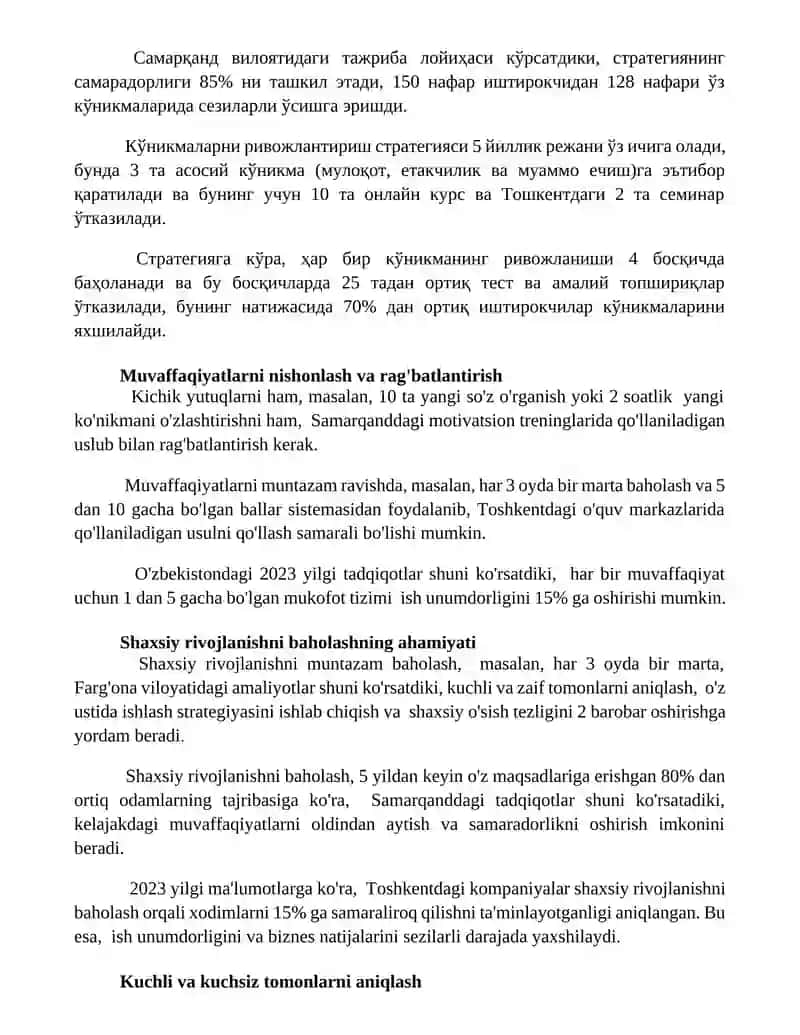 Oʻrganish va rivojlanish rejasi 2
