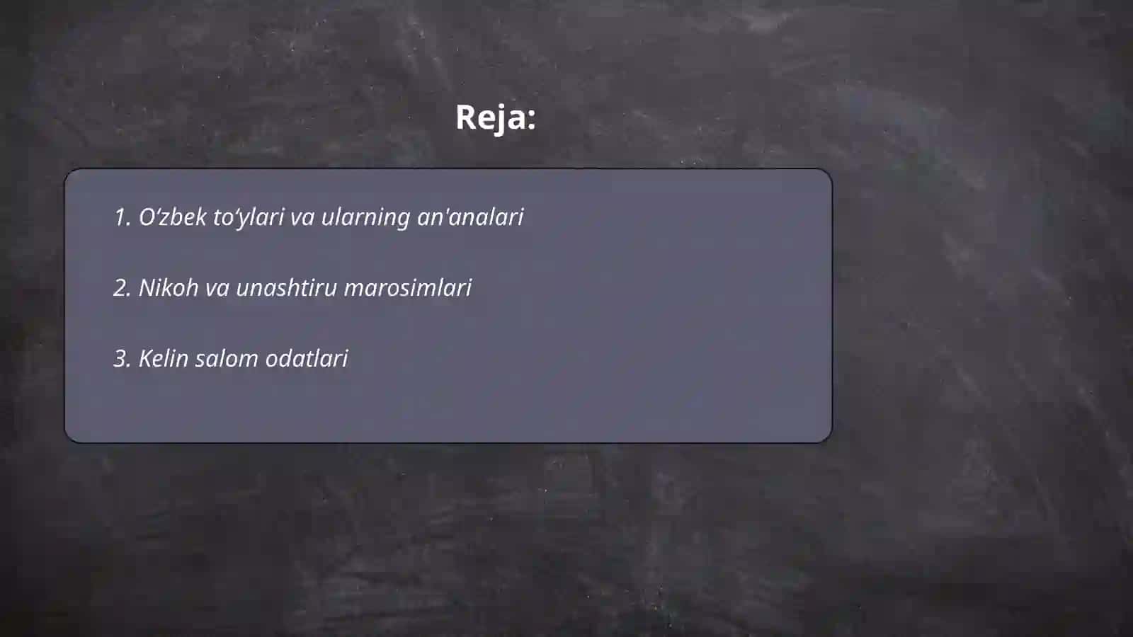 O‘zbek xalqining to‘ylari, marosimlari, uy-joylari bilan bog‘liq urf odatlari 2