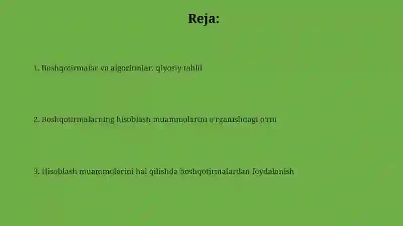 Boshqotirmalar va algoritmlar 2