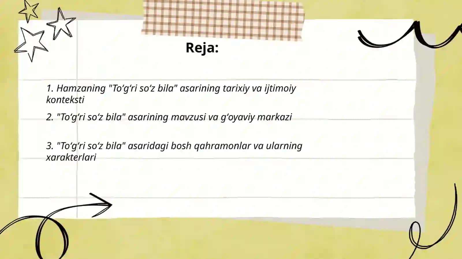 Hamzaning "Toʻgʻri soʻz bila" asari 2
