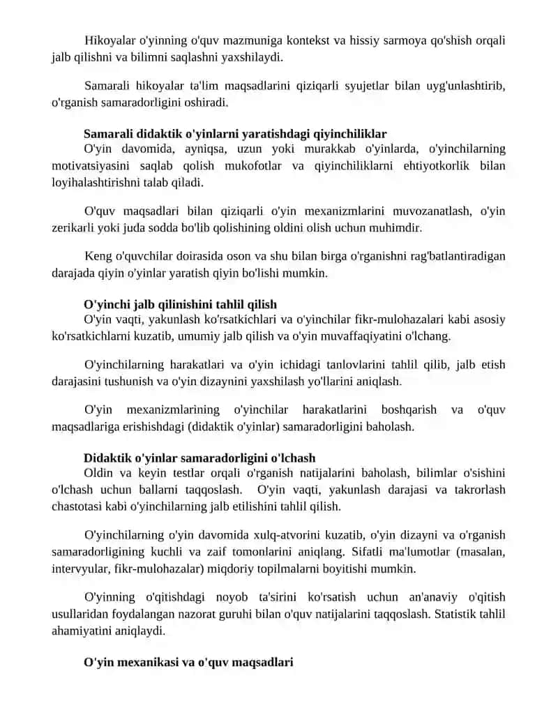 Harakatli yoki didaktik o'yinlar 2