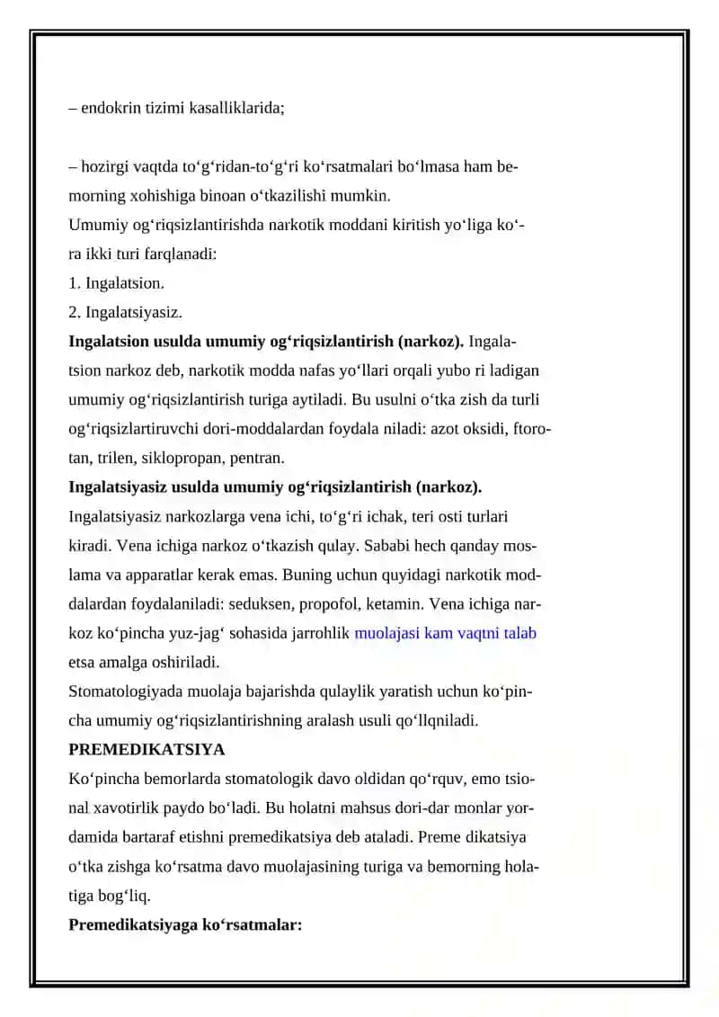 STOMATOLOGIYADA OG'RIQSIZLANTIRISH 2