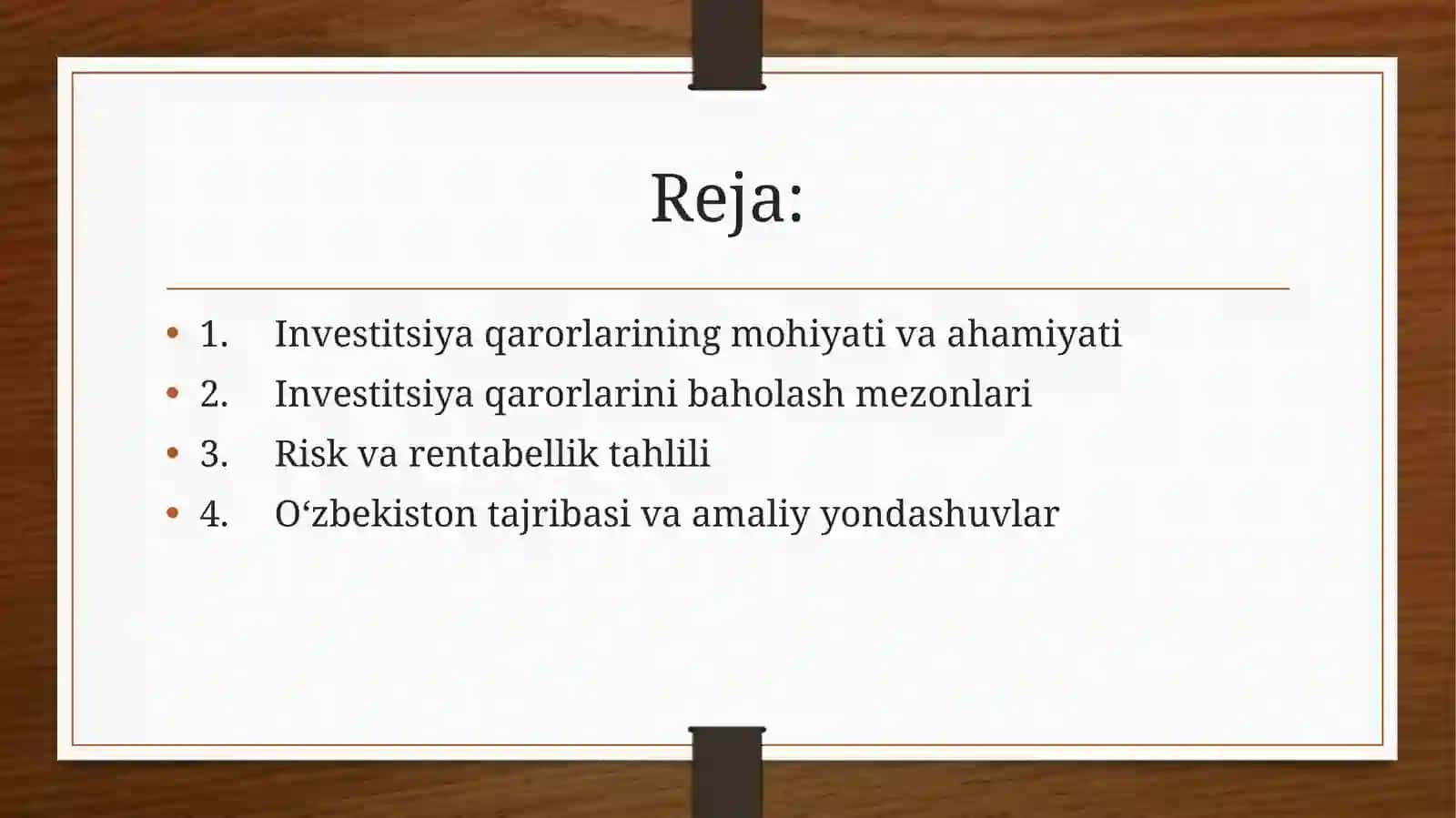Investitsiya qarorlarininga sosiy mezonlari 2
