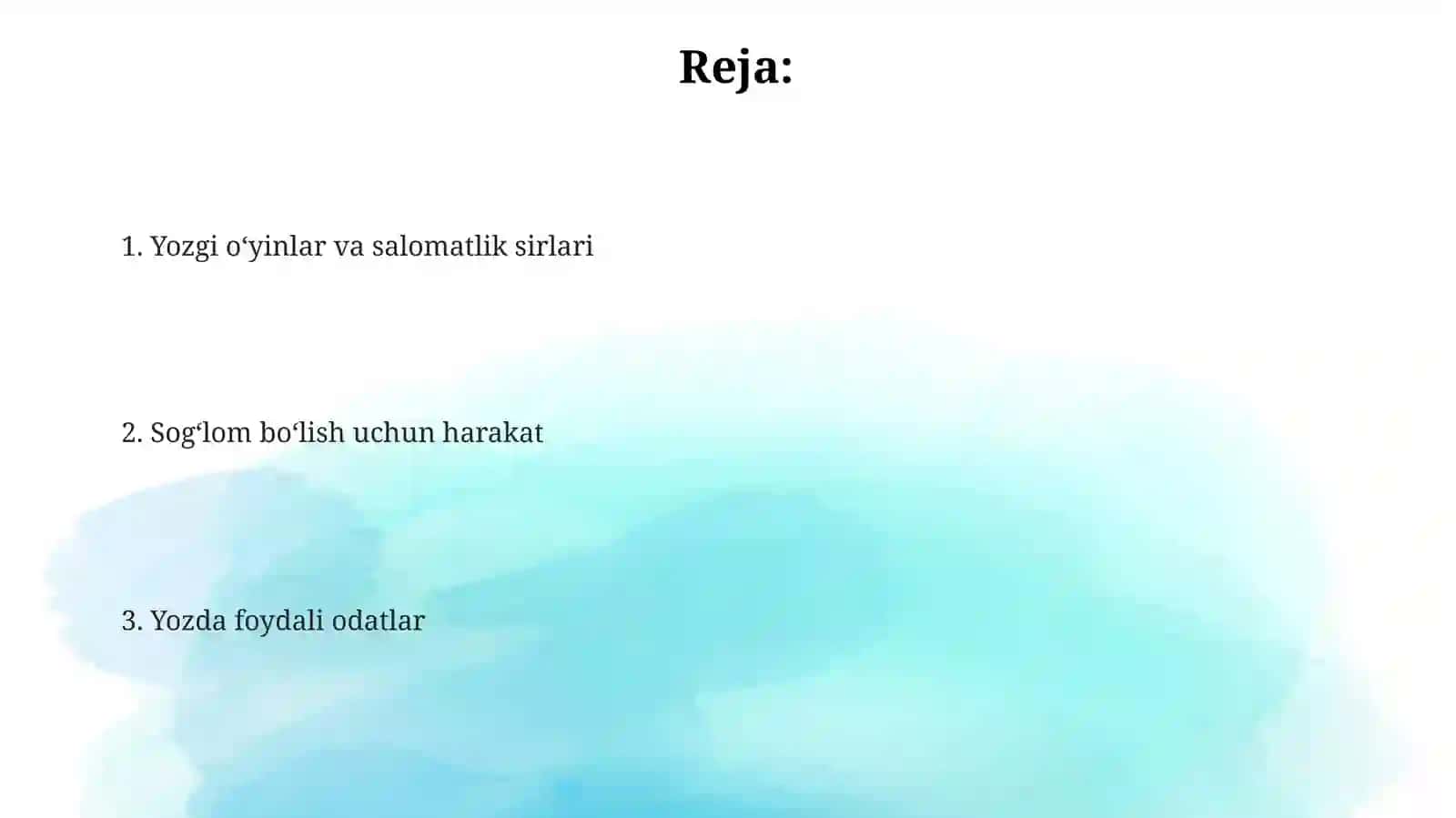 Yozgioʻyinlar va salomatlik sirlari 2