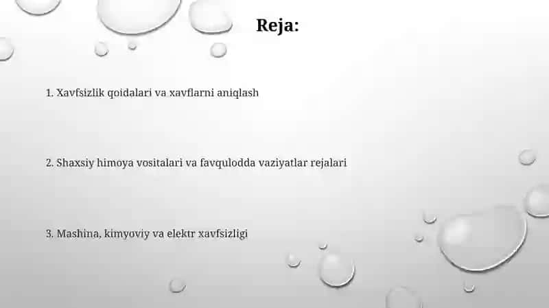 ishlab chiqarish maydonlarida texnika xavfsizligi 2