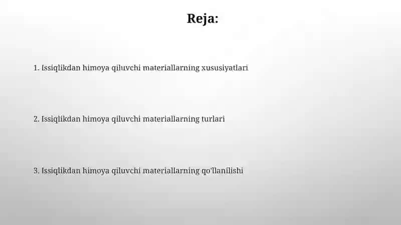Issiqlik himoyalovchi materiallar 2