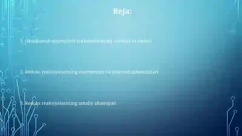 Oksidlanish-qaytarilish reaksiyalari 2