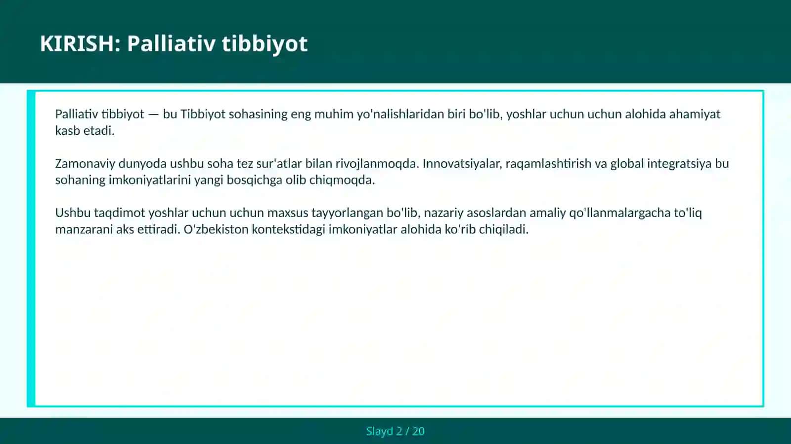 Palliativ tibbiyot 2