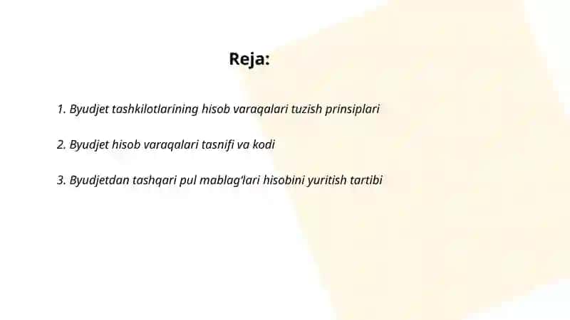 Byudjet tashkilotlari hisob varaqalari 2