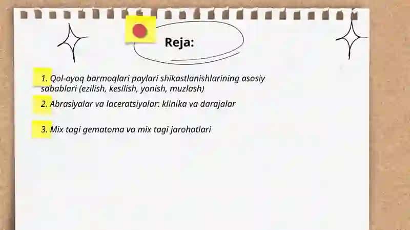 Qol-oyoq barmoqlari paylari shikastlanishlari 2