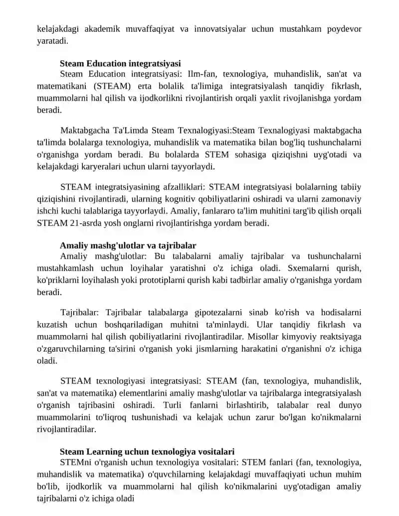 Maktabgacha Ta'Limda Steam Texnalogiyasi 2