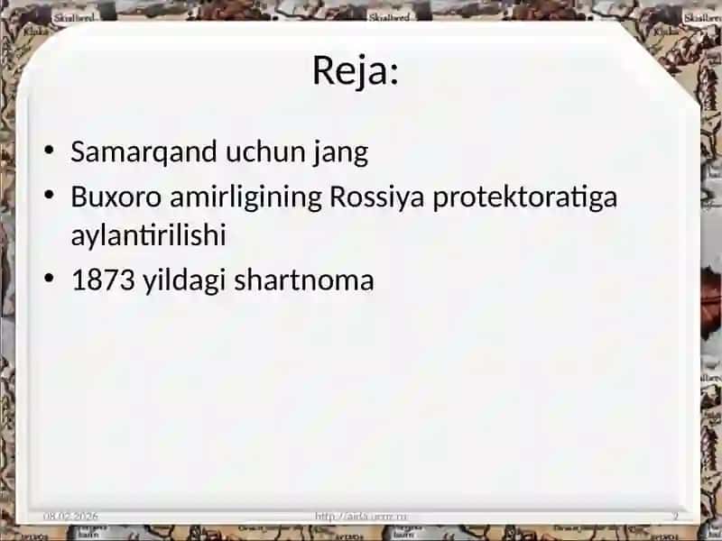 Buxoro amirligi va Rossiya imperiyasi o'rtasidagi munosabatlar 2