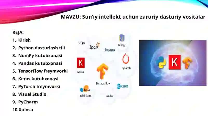 Sunʼiy intellekt uchun zaruriy dasturiy vositalar 2