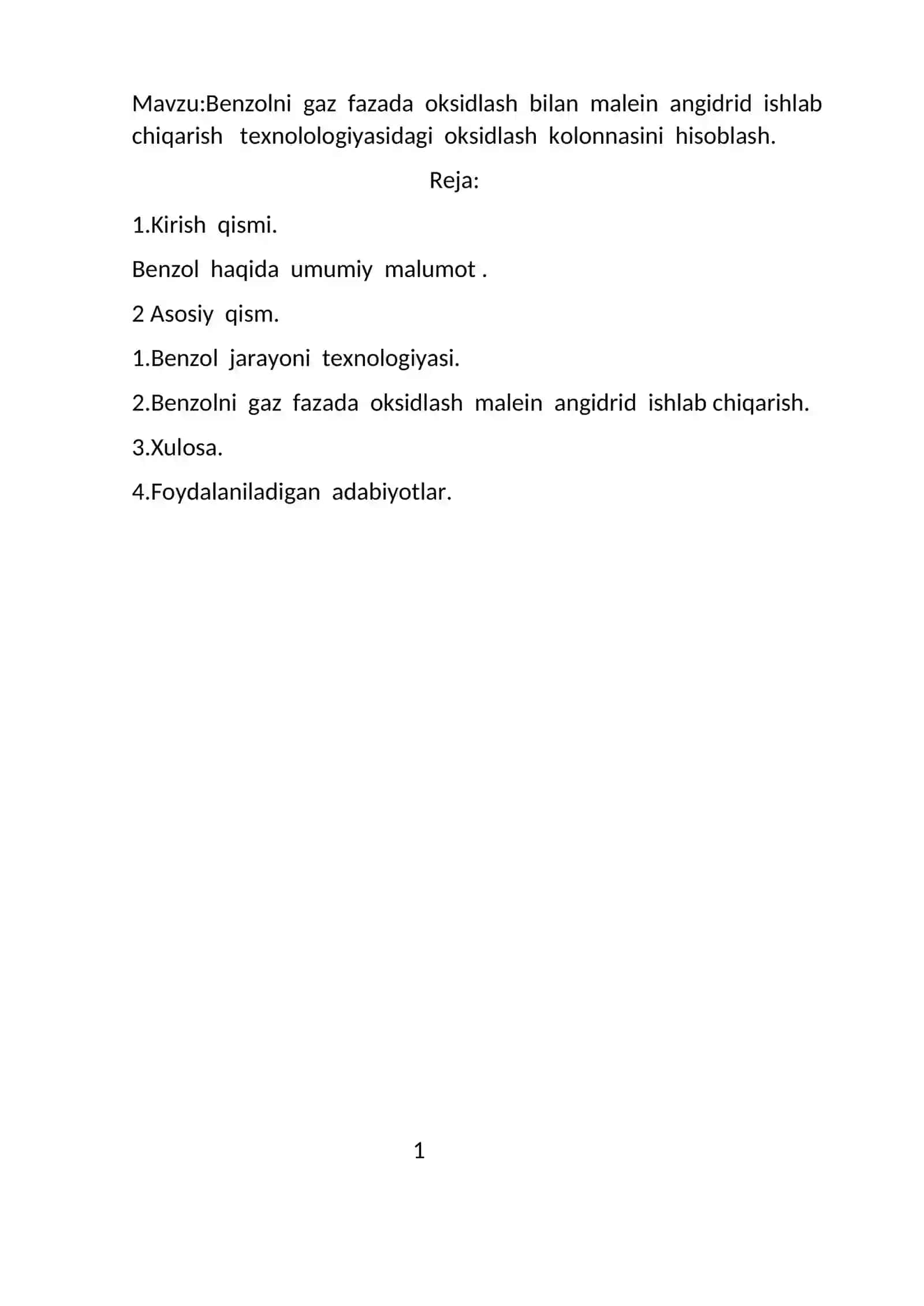 Benzolni gaz fazada oksidlash bilan malein angidrid ishlab chiqarish texnolologiyasidagi oksidlash kolonnasini hisoblash 2