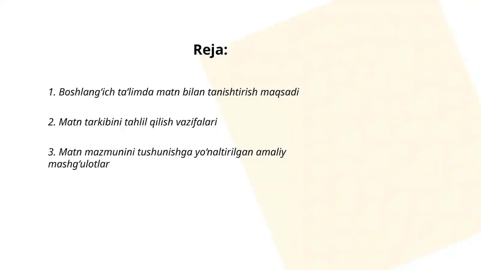 Boshlang‘ich ta’limda matn bilan tanishtirish maqsadi 2