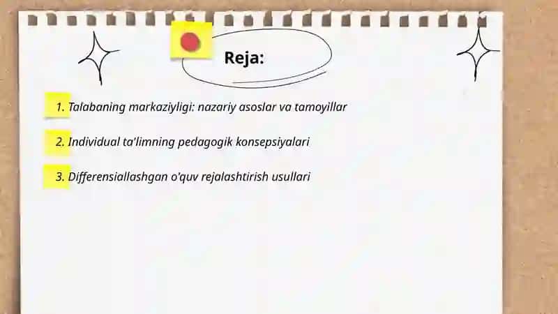Talabaning markaziyligi va individual ta'lim yo'nalishlari 2