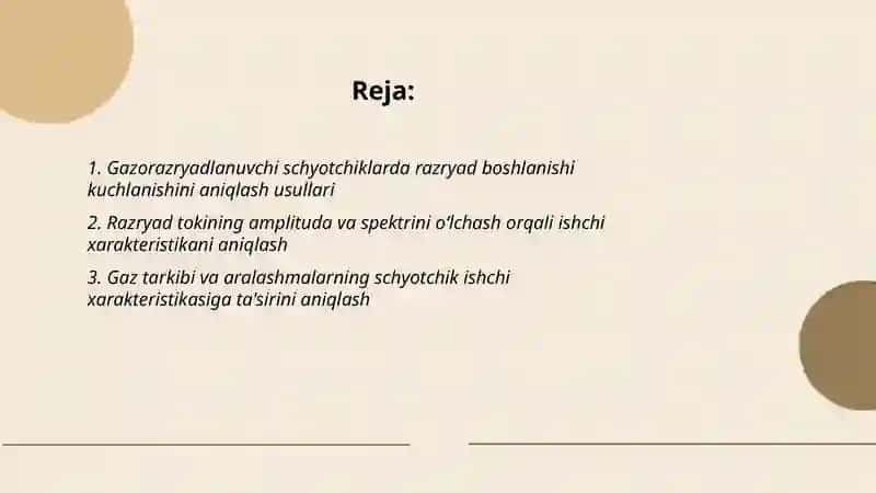 Gazorazryadlanuvchi schyotchiklarni ishchi xarakteristikasini aniqlash 2