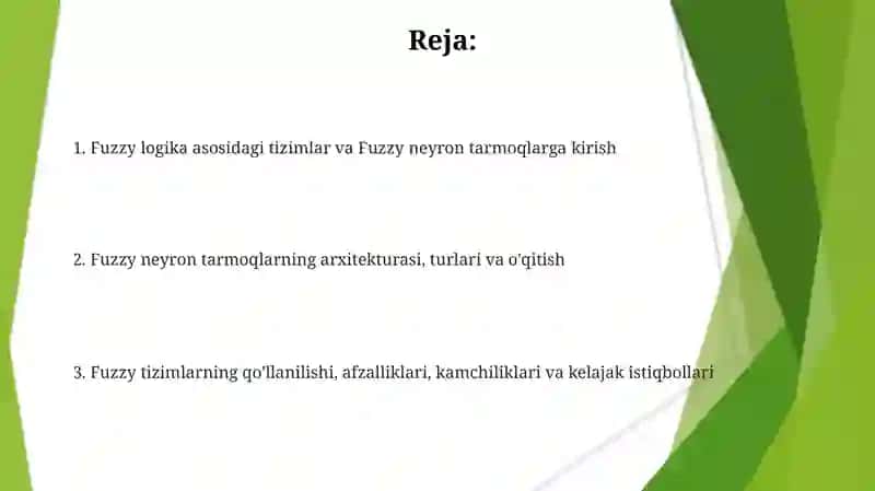 Fuzzy mantiqiy tizimlar 2