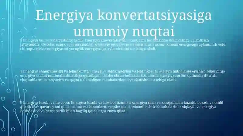 Energiya OʻZgartirish Energiya Sarfi Va Xisoboti 2