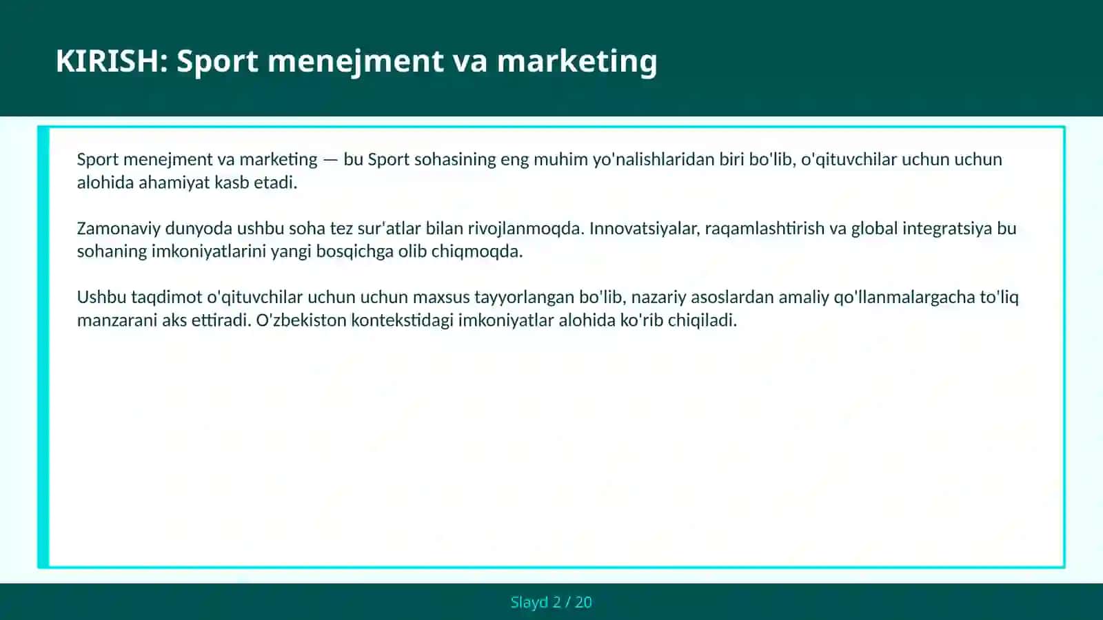 SPORT MENEJMENT VA MARKETING 2